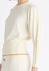 Paisie Contrast Colour Edge Knitted Top in Cream Close Up